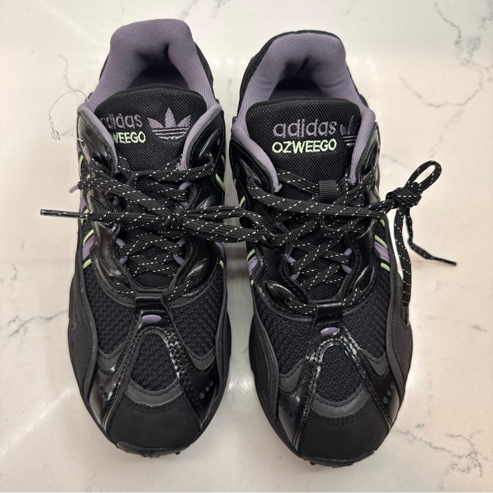 adidas Black Athletic Sneakers with Purple and Lime Accents - Picture 3 of 11